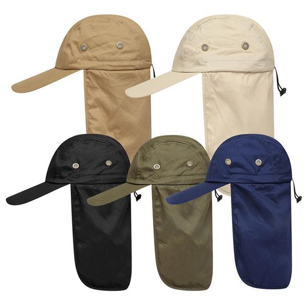 

outdoor hiking caps quick dry sun visor cap hat protection with ear neck flap cover for riding hats, Black;white