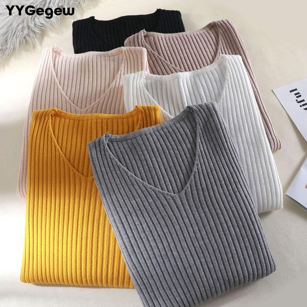

women's sweaters spring autumn v neck knitted pullovers women slim basic sweater elastic solid color jumpers female, White;black