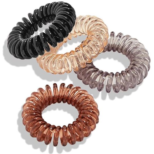 

hair clips & barrettes 4pcs colorful spiral ties telephone wire line for women fashion elastic bands scrunchies ring accessories, Golden;silver