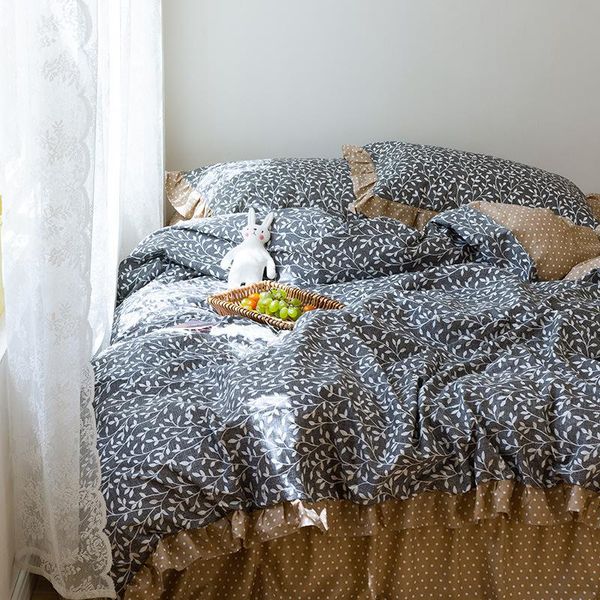 

bedding sets luxury spring floral single double  king size bed clothes summer pillowcase flat sheets set soft
