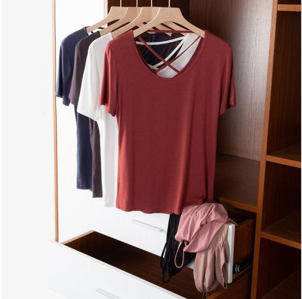 

women's t-shirt 2021 est tshirt women causal modal tees woman clothes drop backless female, White