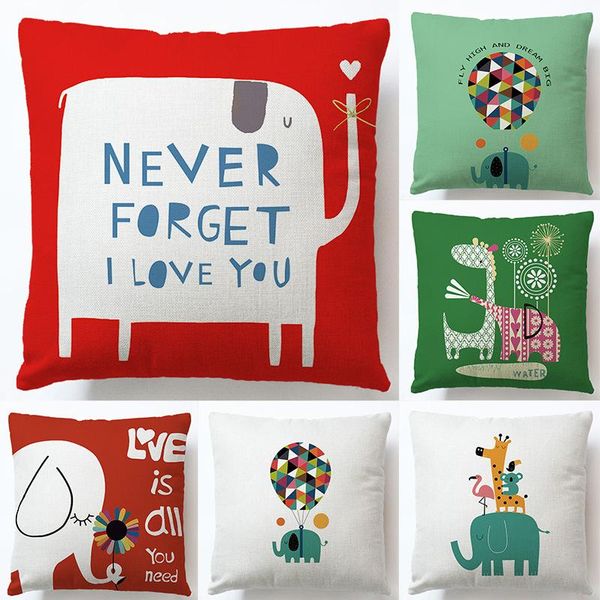 

cushion/decorative pillow cute cartoon elephant pattern pillowcase office cushion cover living room waist siesta