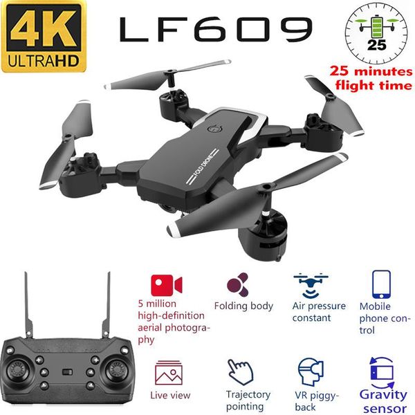 

drones lf609 drone 4k with hd camera wifi 1080p dual follow me foldable quadcopter fpv professional long battery life toy