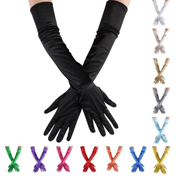 

five fingers gloves women' long satin finger elbow length 1920s opera bridal dance mittens clubwear cosplay party costumesglove, Blue;gray