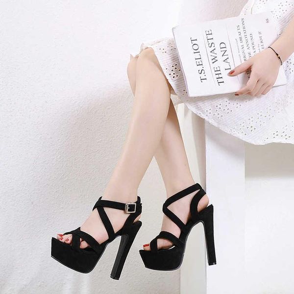 

sandals 2021 summer korean suede high heel size 34 to 40, Black