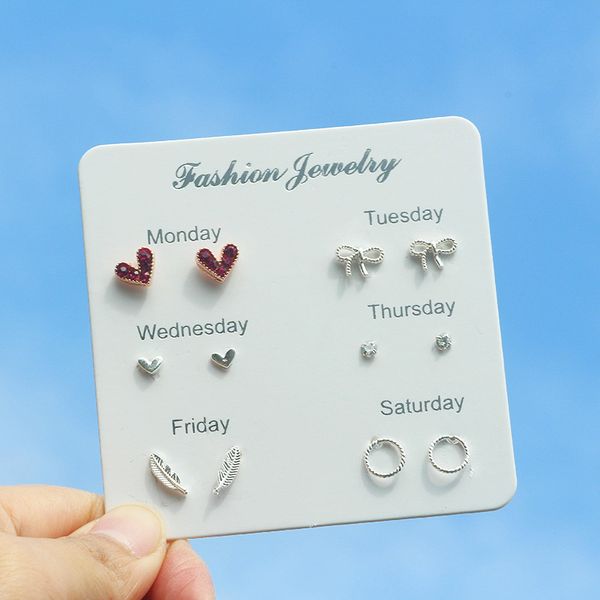 

fashion rhinestone crystal pearl earrings set women ear stud jewelry 6 pairs, Black;blue