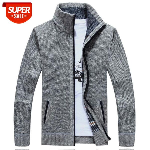 

2020 winter autumn men's thick sweatercoat men solid color stand collar warm cardigan masculino plus size -3xl sweater jacket #101h, White;black