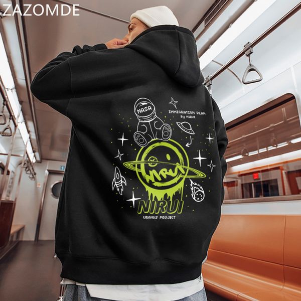

men's hoodies & sweatshirts zazomde male hoodies fall long winter mango with hoodie loose sweaters pullover of cosmic 9h86, Black