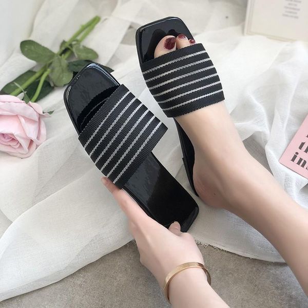 

slippers women slipper 2021 summer fashion simplicity open toes -selling flat sandal casual solid color shoes, Black