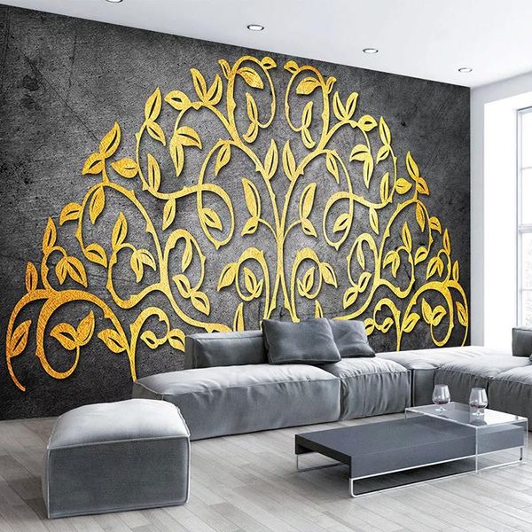 

wallpapers custom wallpaper 3d stereoscopic golden embossed tree wall painting modern abstract art mural living room bedroom