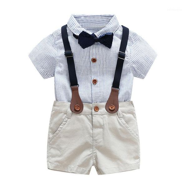 

clothing sets 2021 baby boys stripes tees shirts and overall pants 2pcs western summer fashion children boy clothes1, White
