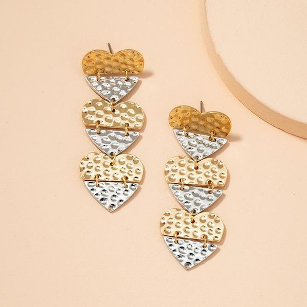 

dangle & chandelier tarcliy fashion geometric heart-shaped drop earring gold silver color stitching bump texture alloy women jewelry