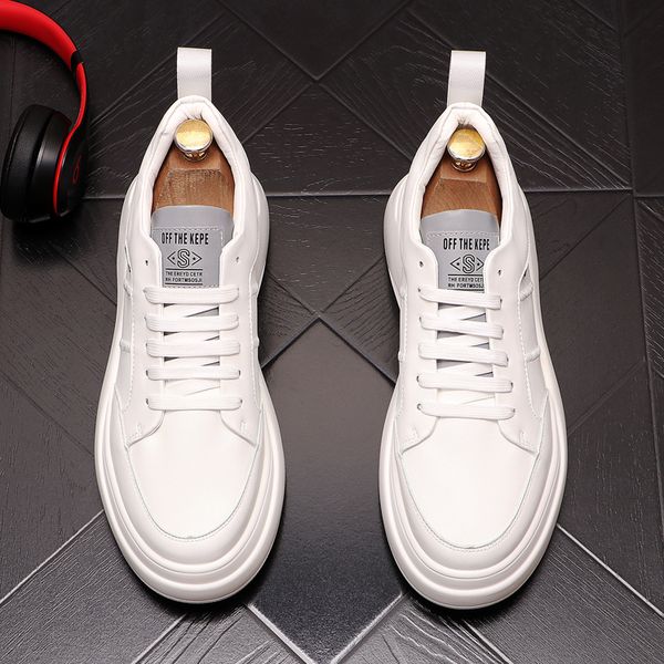 

fashion designer white vulcanized wedding dress shoes autumn spring comfortable causal flats sneakers european luxury men canvas walking loa, Black