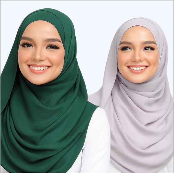 

scarves women hijab scarf chiffon plain solid color muslim hijabs headscarf wraps soft islamic headband turban foulard femme, Blue;gray