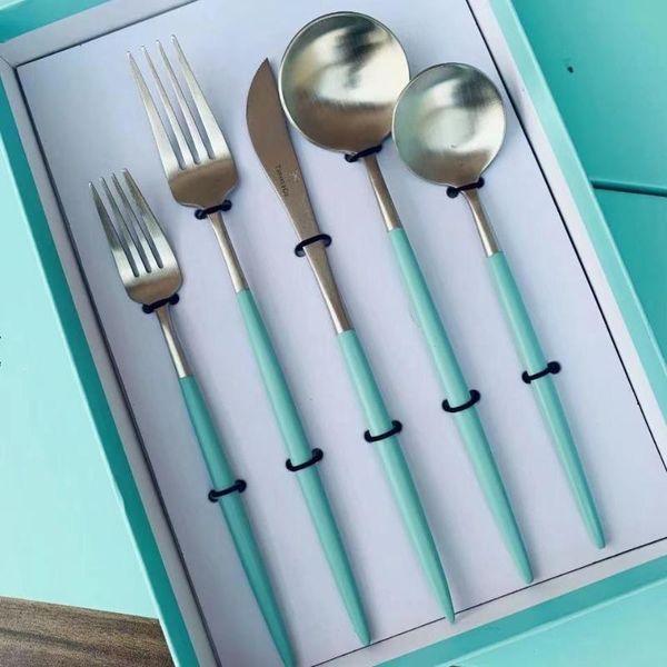 

camp furniture luxury and high-end fashion light blue spoons fork knife set for staak