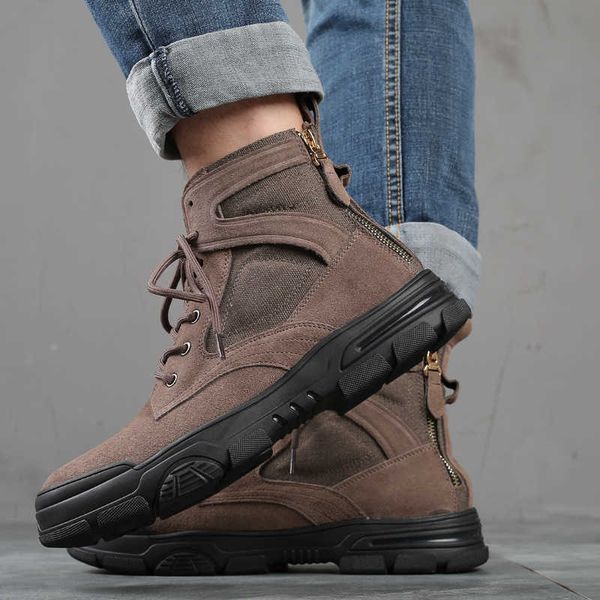 

net red autumn and winter martin boots men's middle help work clothes shoes british war wolf short leather versatile, Black