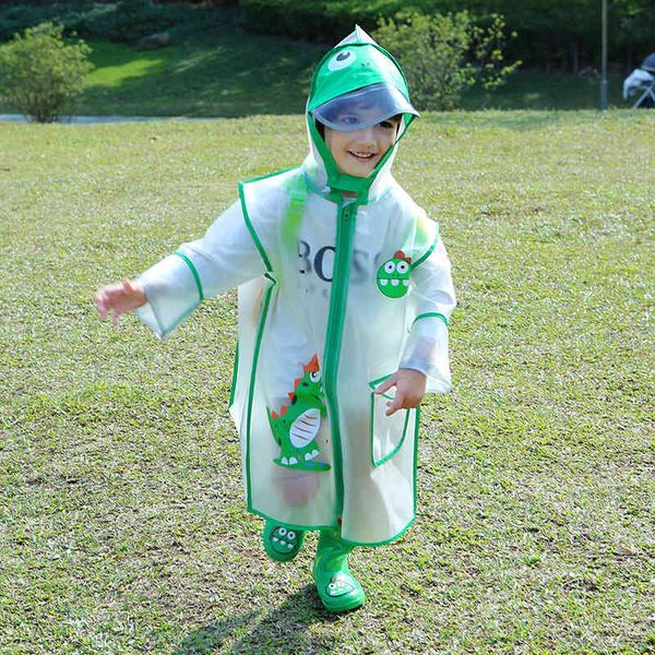 

raincoat baby child dinosaur lion tpu transparent children boys and girls reflective schoolbag position cloak poncho