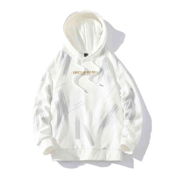 

fashion brand autumn and winter new fashion printed bottomed shirt loose hooded men's sweater, Black