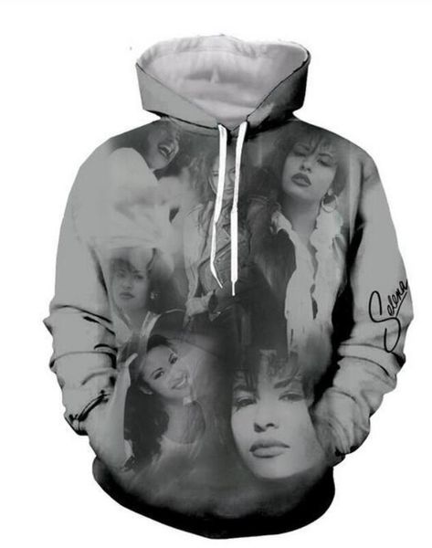 

release new fashion man women designer perfect harajuku style selena quintanilla siger 3d print hoodies casual sportswear 4345, Black
