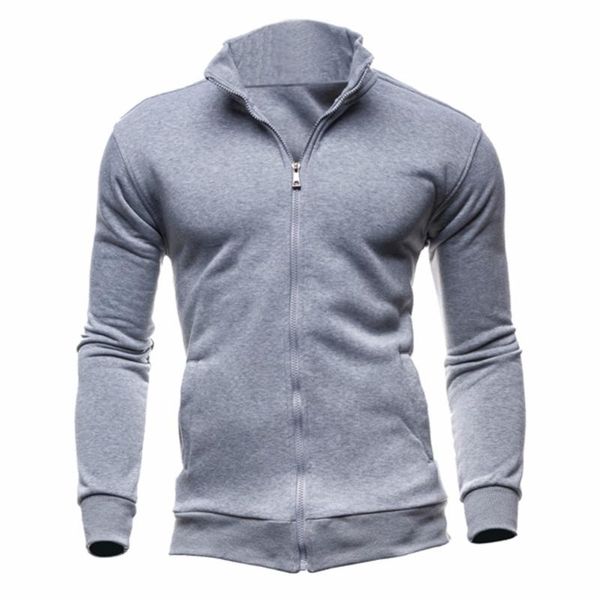 

brand clothing men's sweatshirt zipper cardigan jacket coat male jacket fashion stand collar mens autumn sweatshirt, Black