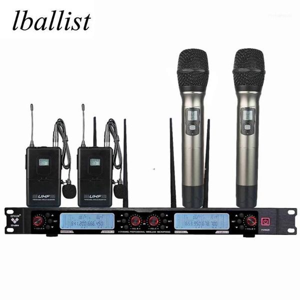

lballist professional wireless uhf microphone system 4 microphones transmitters+lcd receivers11
