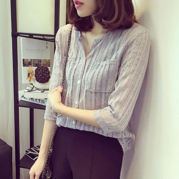 

women's blouses & shirts fashion spring autumn v collar solid full long sleeve shirt casual cotton wild bottoming moda primavera rk, White