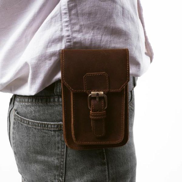 

waist bags 2021 vintage men's genuine leather pack bum hip belt bag phone money card cigarette pouch purse leg drop