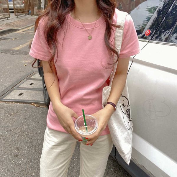 

fashion women summer tshirt o-neck cotton streetwear ladies black korean short sleeve tees white ladies femme clothing 210625