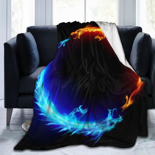 

blankets unique blanket to family friends blue and red fire dragons (1) durable super soft comfortable for home gift
