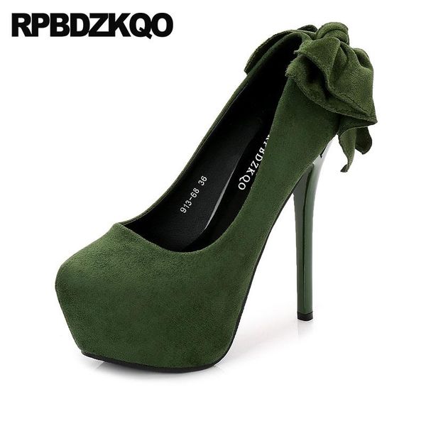 

dress shoes pumps gray ladies suede 14cm bow green platform size 4 34 stiletto high heels stripper 12cm 5 inch 2021 catwalk fetish, Black
