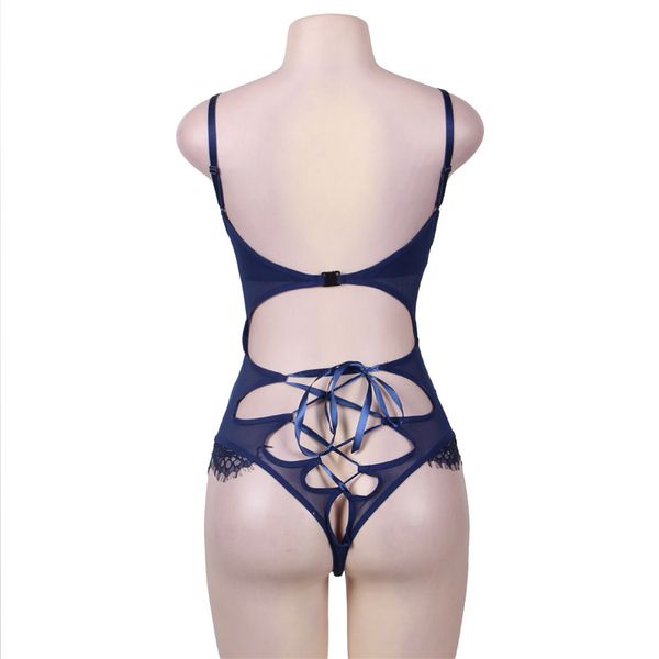 

blue lace halter sexyy teddy lingerie women front strappy transparent backless bodysuit erotic lingerie plus size sexyy clothes, Red;black