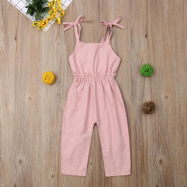 

baby & children's 1-5years toddler baby girls cotton romper sleeveless off shoulder jumpsuit clothes overalls, Blue