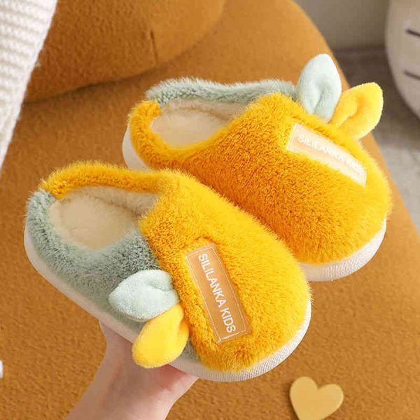 

cotton children's slippers autumn and winter 2021 cartoon cute fashion plush thickened baby outdoor home