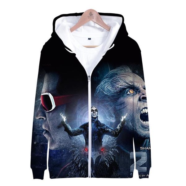 

women's hoodies & sweatshirts enthiran 2 cool movie 3d fashion style zipper sweatshirt parent-kids stylish 2021 zip-up, Black