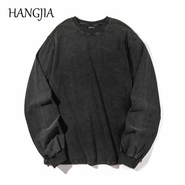 

hip hop washed distressed sweatshirts pullover ninja sleeve oversized mens hoodies fall/winter side zippers sweatshirt c0607, Black