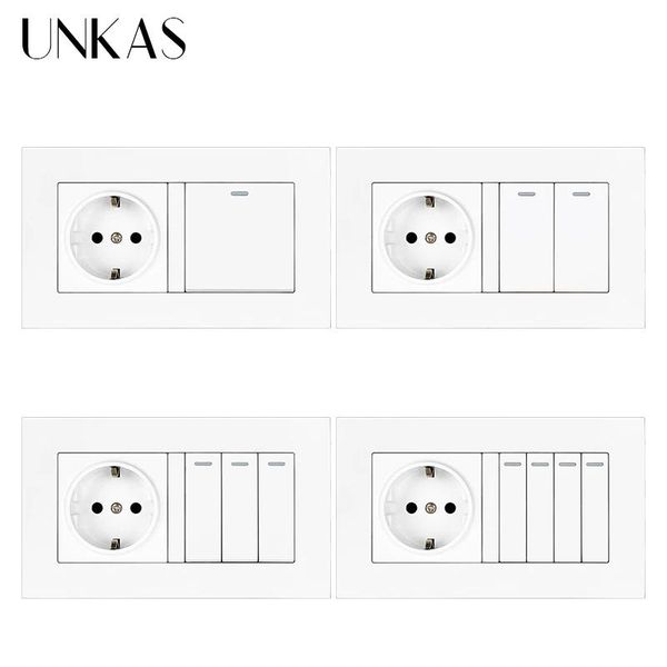 

smart home control unkas eu standard wall socket 146mm*86mm + 1 2 3 4 gang / way on off light switch tempered crystal glass panel outlet