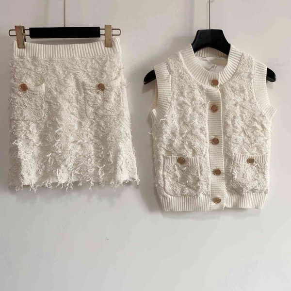 

two piece dress womens luxuxy woman cardigan vest 2 s set outfits white color suit fashion and holiday clothe-2 nj2x