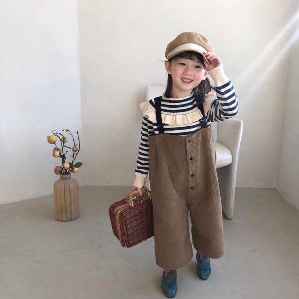 

girls corduroy pant 2021 spring new korean loose wide leg pants casual foreign style pant, Blue