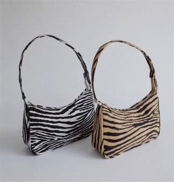 

womens fashion vintage zebra pattern elegant handbag metal buckle mini baguette bag shoulder bag crossbody f0wn#