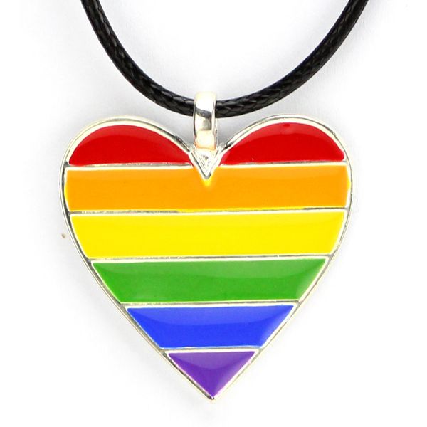 

same jewelry rainbow love pendant stainless steel rainbow necklace jewelry with chain, Silver