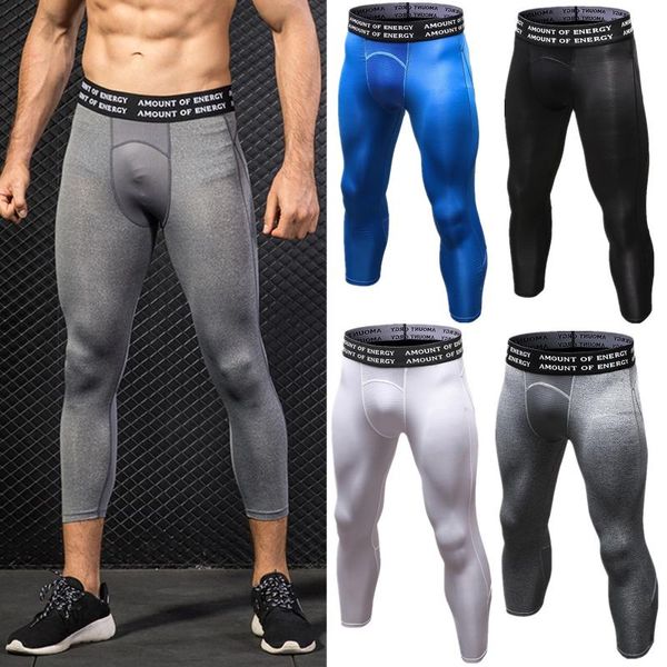 

running pants men compression base layer long sports summer legging bottoms gym training workout trousers active wear, Black;blue
