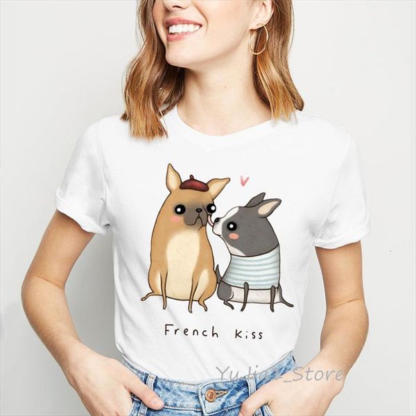 

french kiss aniaml print mens t shirt graphic and womens tees women clothes funny vogue shirts femme harajuku white, White;black