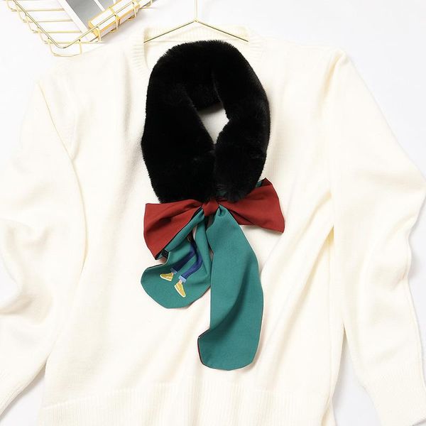 

animal pattern versatile fashion neckline imitation hair scarf autumn/winter scarf cute multi-purpose printed neck, Blue;gray