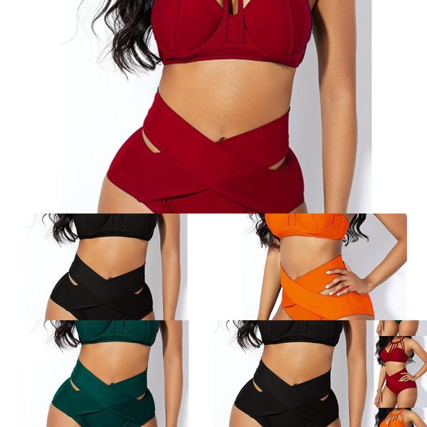 

waist sport solid color high 2021 belly bikini covering strap split women's swimsuit2021, White;black