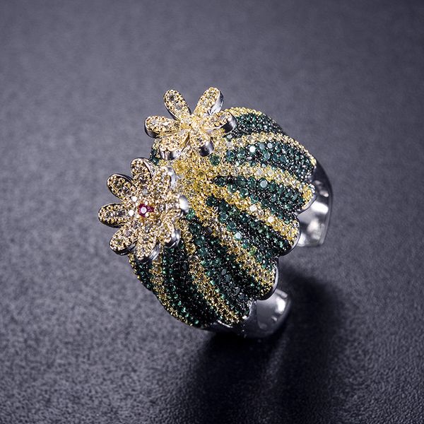 

2019 creative new flower rotation ring rhinestone ball ring exaggerated fashion lovely adjustable open ring for women, Silver