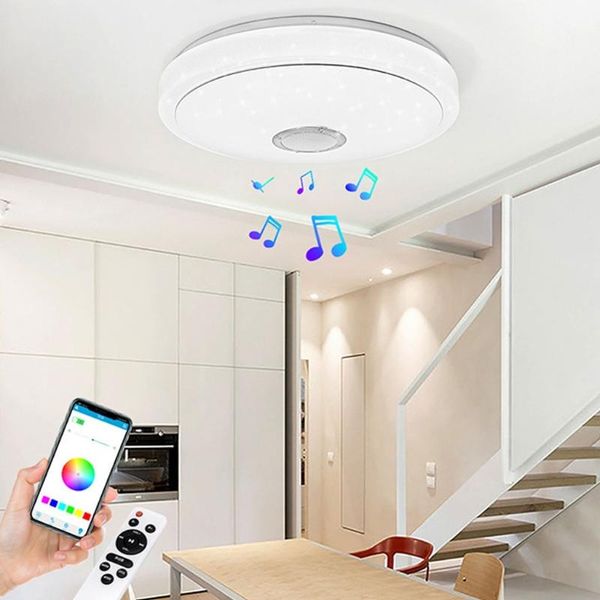 

ceiling lights 60w rgb dimmable music lamp remote&app control ac110-265v for home bluetooth speaker lighting