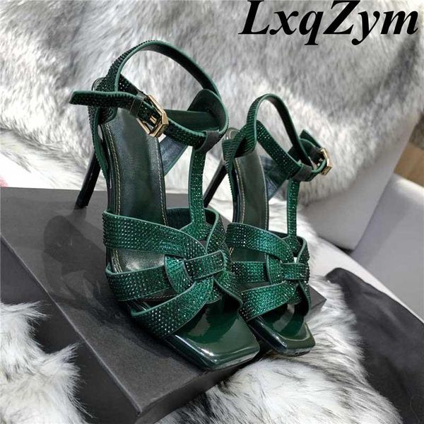 

sandals high heels women's genuine leather weave design thin heel party shoes designer lady, Black
