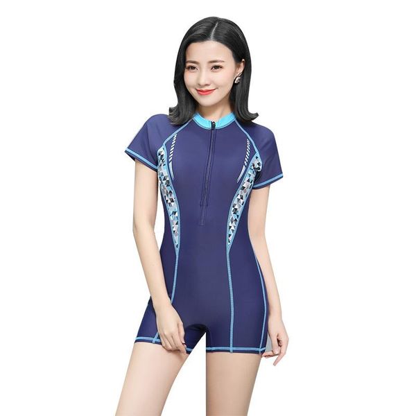 

one-piece suits women one piece water sports swimwear professional bikini beach wear bathing plus size surfing diving rash guard front zip