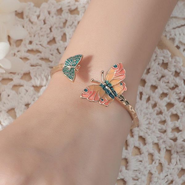 

2021 crystal colorful butterfly bracelet small insect adjustable open cuff bracelet for women jewelery gift, Black