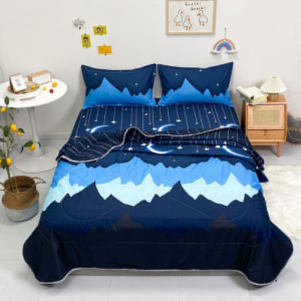 

comforters & sets anime plaid 1pcs summer double bed quilt filled with whole feather silk cotton double-sided spring nordic filling quilted